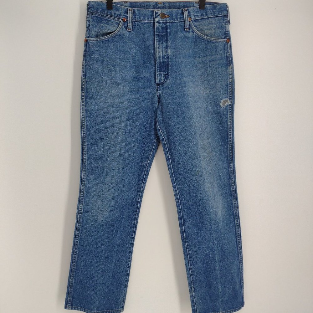 Vintage 70s / 80s Wrangler Slim Fit 936 DEN Made in USA Blue Jeans